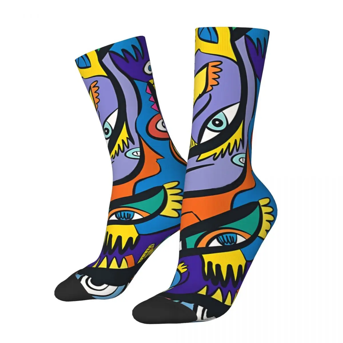 Funny Crazy Sock for Men Aztec Mystic Graffiti Art Design By Emmanuel Signorino Harajuku Eye Pattern Pattern Printed Crew Sock