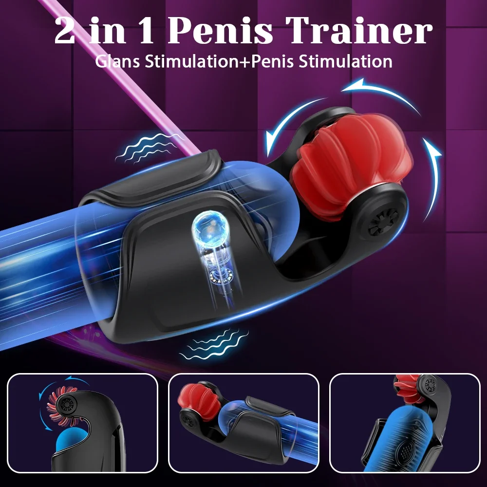 Lecken Penis Eichel Trainer Männlich Rotierenden Klopfen Penis Vibrator Vibrierende Dauerhafte Verzögerung Ausdauer Training Sex Spielzeug für Männer