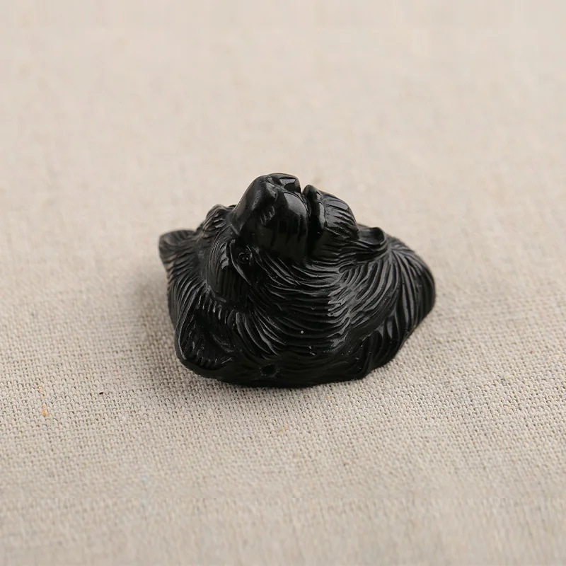 B&F Lion Head Obsidian Pendant Beads, Handmade Natural stones beads, Polished Stones for jewelry Making Supplies