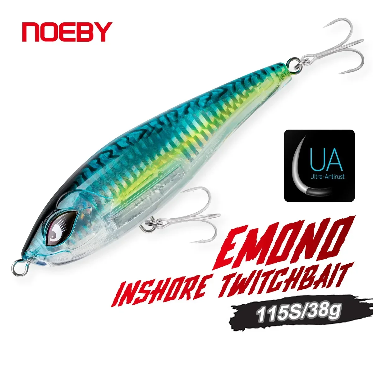 

NOEBY Inshore Twitchbait Fishing Lure 115mm 38g Sinking Pencil Jerk Wobbler 3X Hooks Artificial Hard Bait Saltwater Fishing Lure