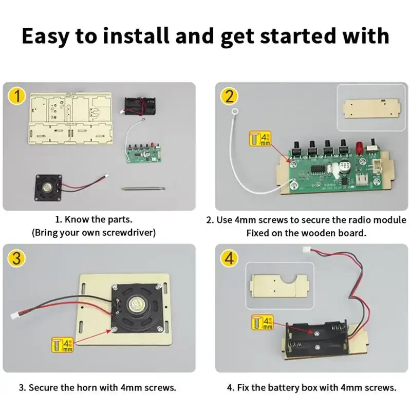 Portable DIY Wireless FM Radio Model Scientific Experiment Handmade Material Package Children's Small Gifts Desktop Ornament