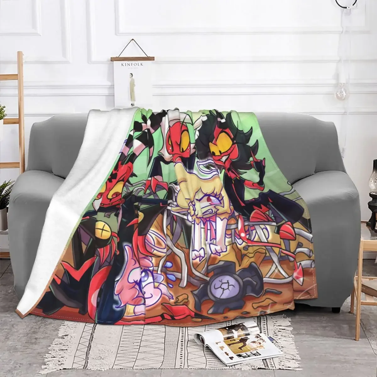 Helluva Boss Blitzo Adult Animation Blanket Flannel Decoration Characters Portable Home Bedspread