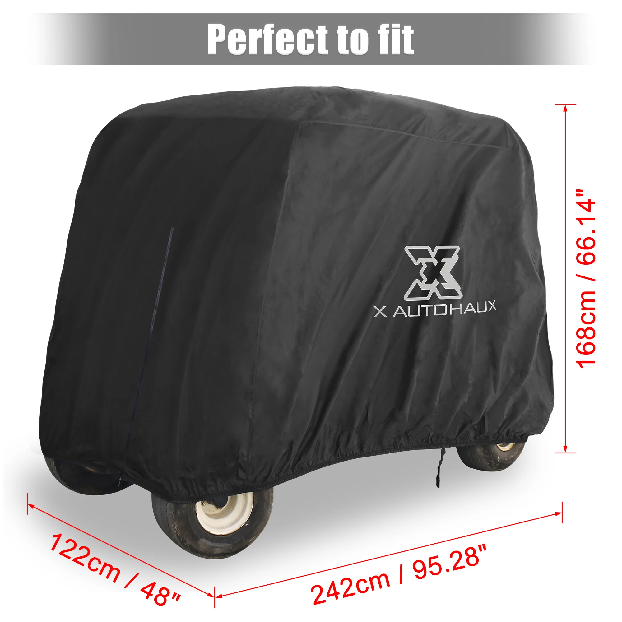 X Autohaux Waterproof Golf Cart Cover 400D Protective Outdoor Cover Sunproof Dustproof for 2 / 4 Passengers Golf Cart Accessory