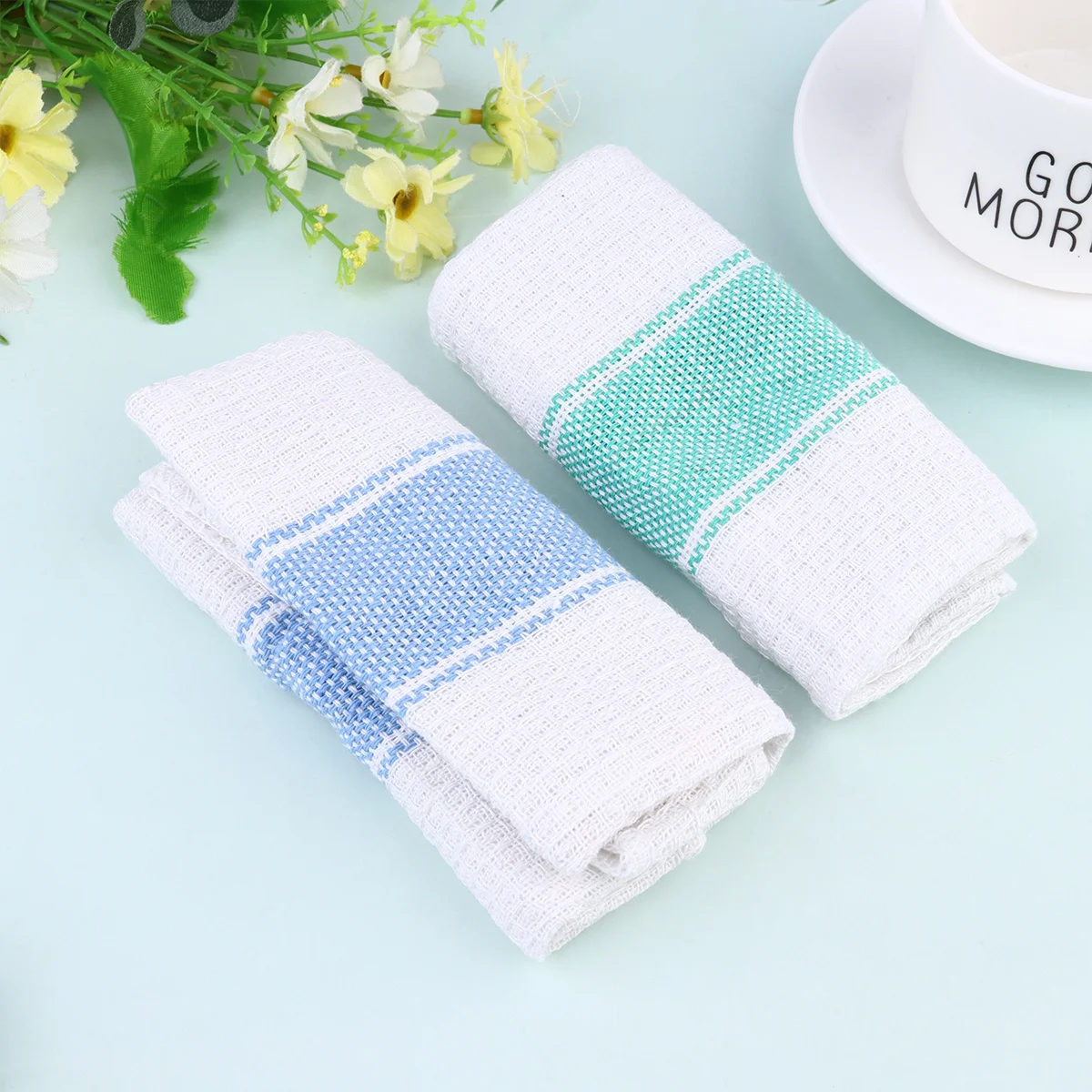

8pcs Waffle Weave Tea Towels Premium Cotton Kitchen Cleaning Cloth High Absorbency For Dishware Glass Cookware Furniture Wash