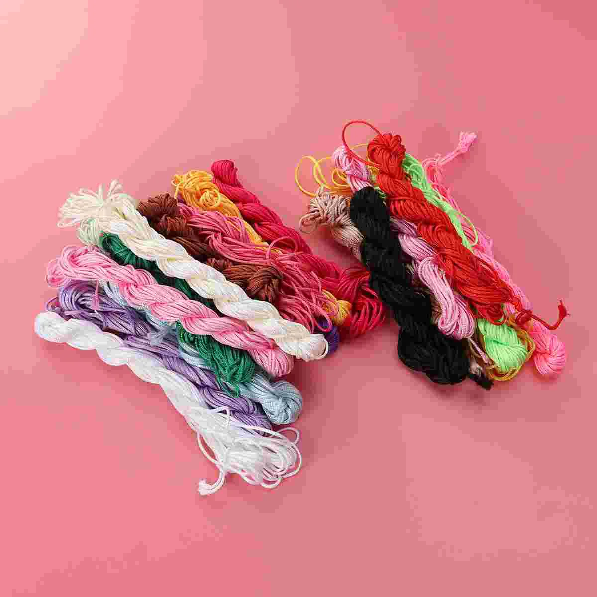 20PCS 2 MM Multicolor Chinese Knot Braided Ropes Macrame Beads Cord Rattail Jade Lines for DIY Bracelet Necklace Jewelry Ring Fi