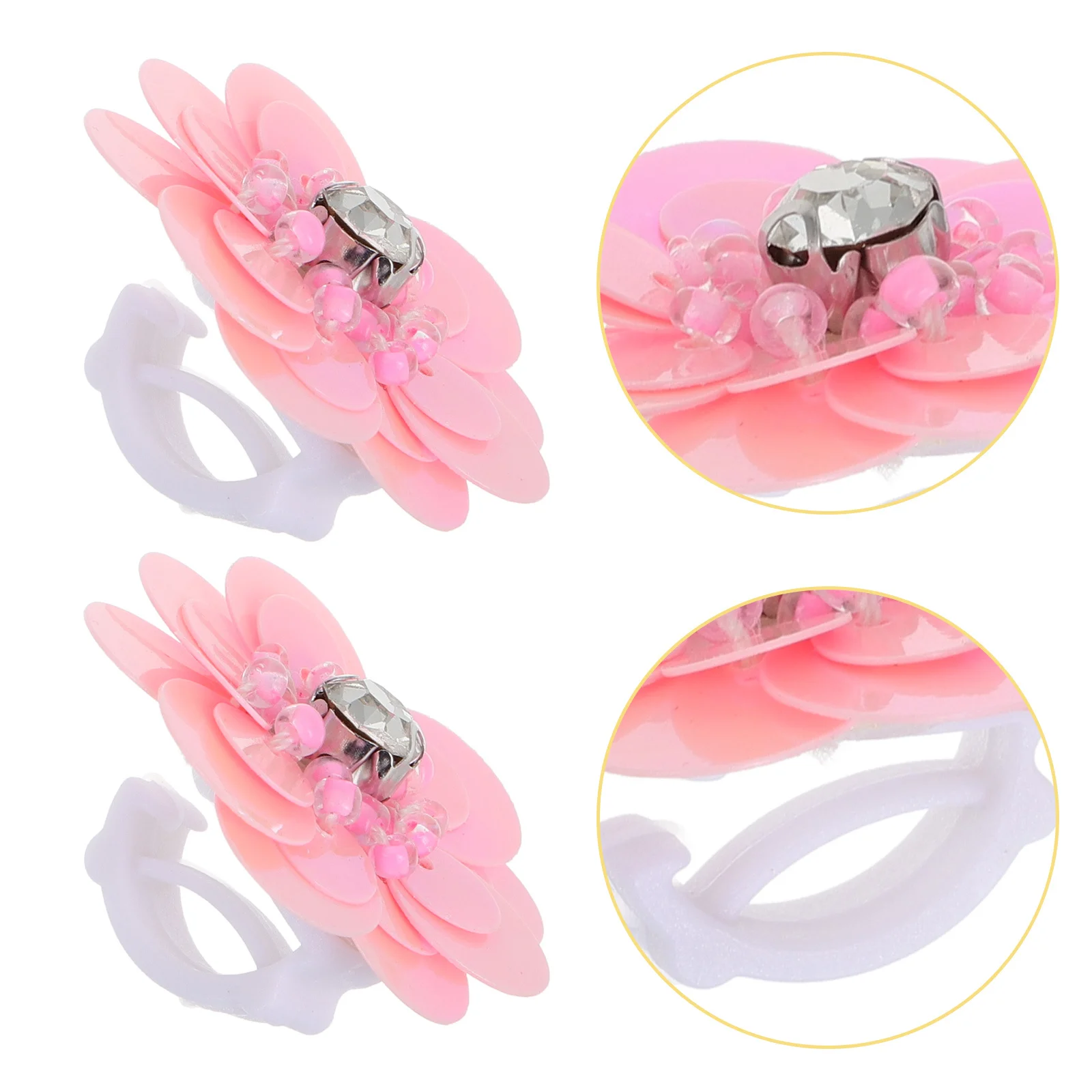 

4Pcs Sparkling Beaded Flower Shoe Charms DIY Embellishments for Canvas Casual Shoes Cute Sweet Style Pink Shoe Buckles