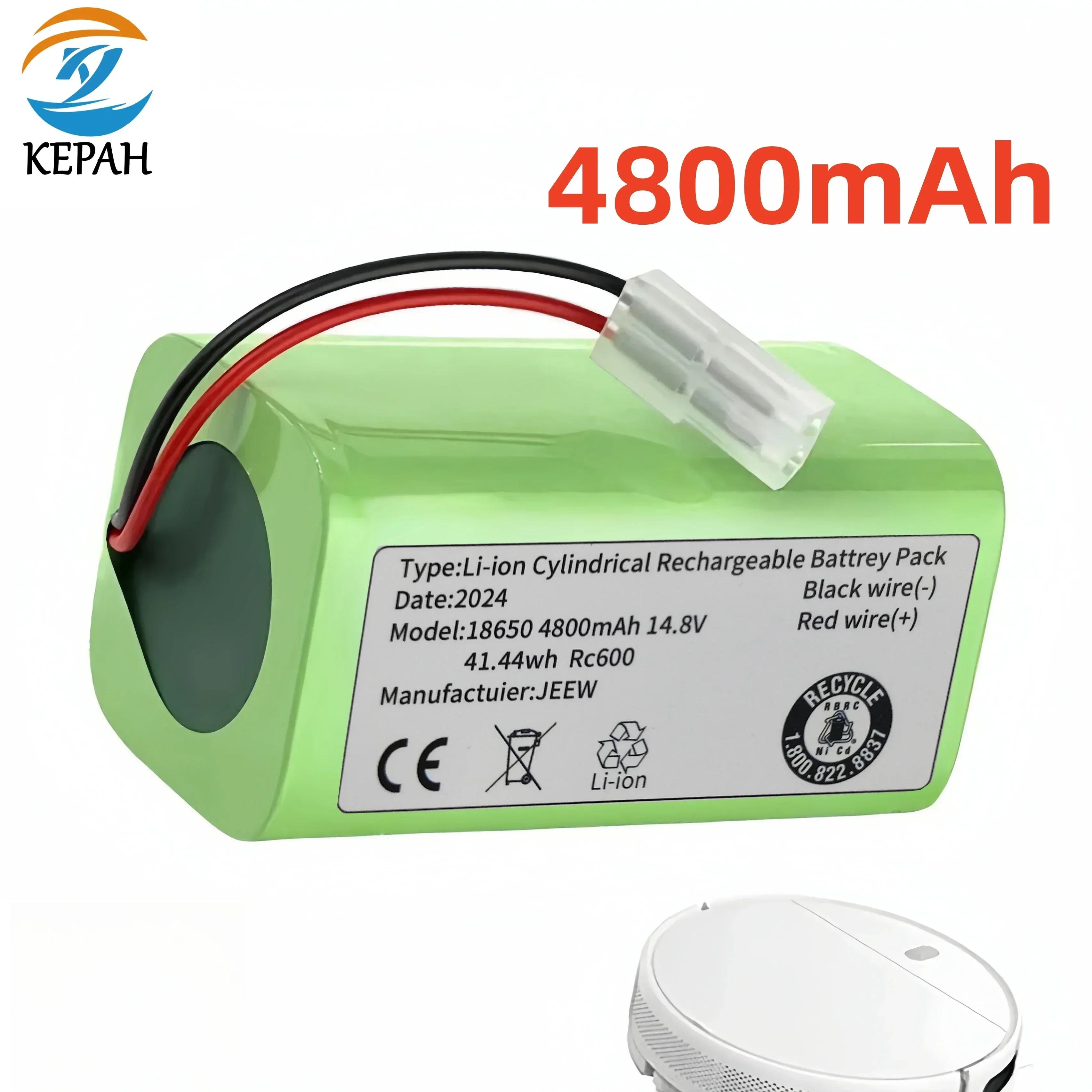 

New 18650 battery pack 14.4V 2800mAh lithium ion battery, suitable for Xiaomi G1 Mi Essential MJSTG1 robot vacuum cleaner,