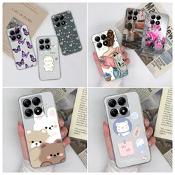 For Xiaomi 14T 5G Phone Case Fashion Aesthetic Style Back Cover Clear Soft TPU Silicone Shockproof Protective For Xiaomi14T Capa