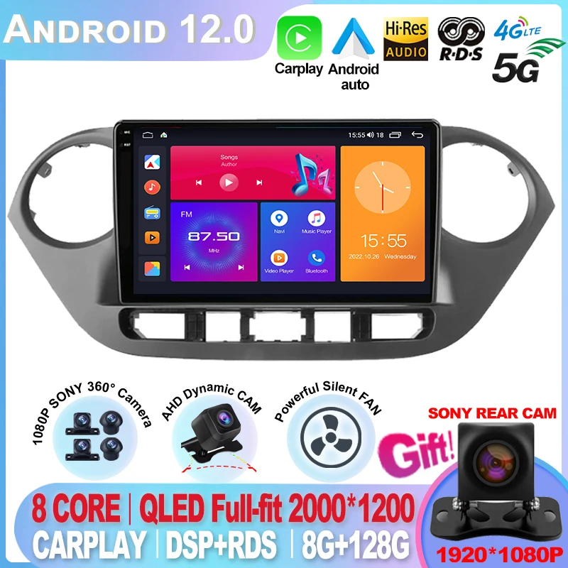 

For Hyundai Grand I10 2013-2016 2din Android 12 8Core Car Radio Multimidia Video Player Navigation GPS Car Stereo System Carplay