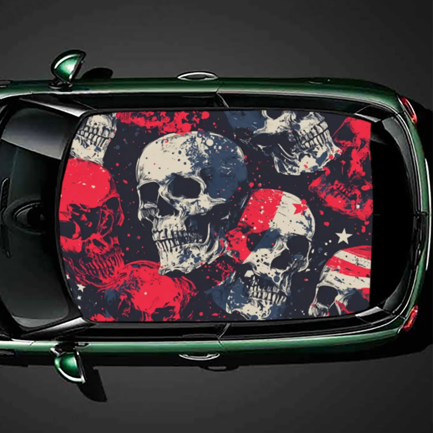 

Edgy Skull US Flag Car Roof Sticker PVC Self Waterproof stick , Striking Auto Exterior Accessories Decoration Protect Gift For C