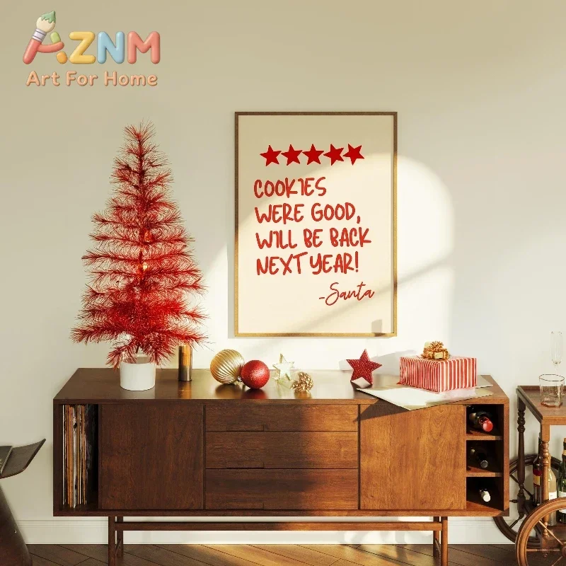 1pc Minimalist and Playful Christmas Text Art Poster “Cookies Wear Good, Will Be Back Next Year” Canvas Print Winter Home Decor