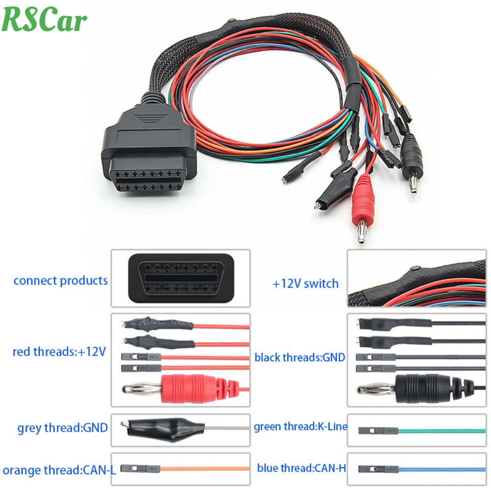 2023 MPPS V18 Tapping Three Core Cable OBD Tapping ECU Workbench Lead Wire Fault Diagnosis Instrument Multiple Connectors