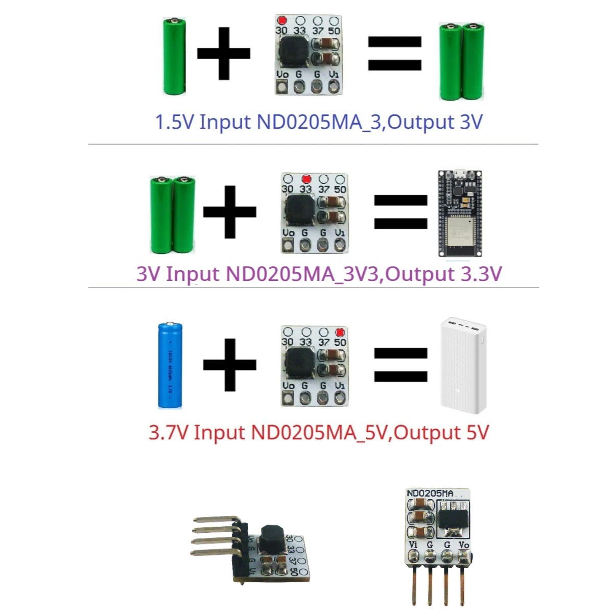 

Mini Low-Power-Consumption High-Efficiency DC-DC Step-up Converter Module 1.2V 1.5V 2.5V 3.7V 4.2V To 3V 3.3V 5V Boost