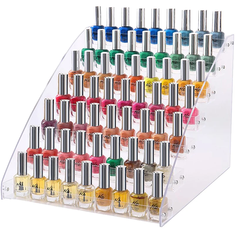 Espositore per smalto acrilico per unghie 2-3-4-5-6-7 strati Manicure cosmetici espositore per gioielli espositore per gioielli scatola per trucco in acrilico trasparente