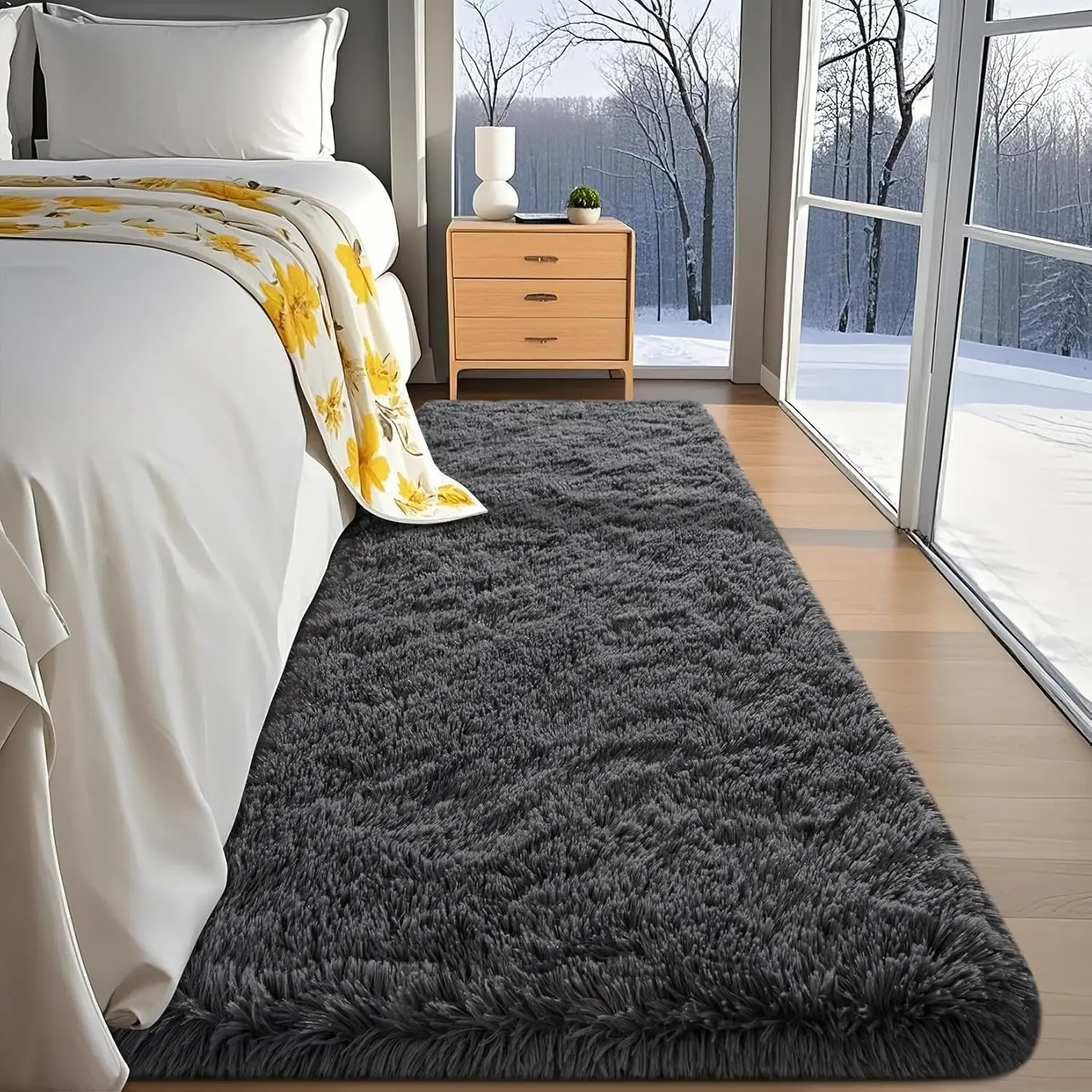 

Machine Washable Runner Rug, Grey Soft Luffy Shaggy, Indoor Rugs for Kids, Nursery, Home Decor