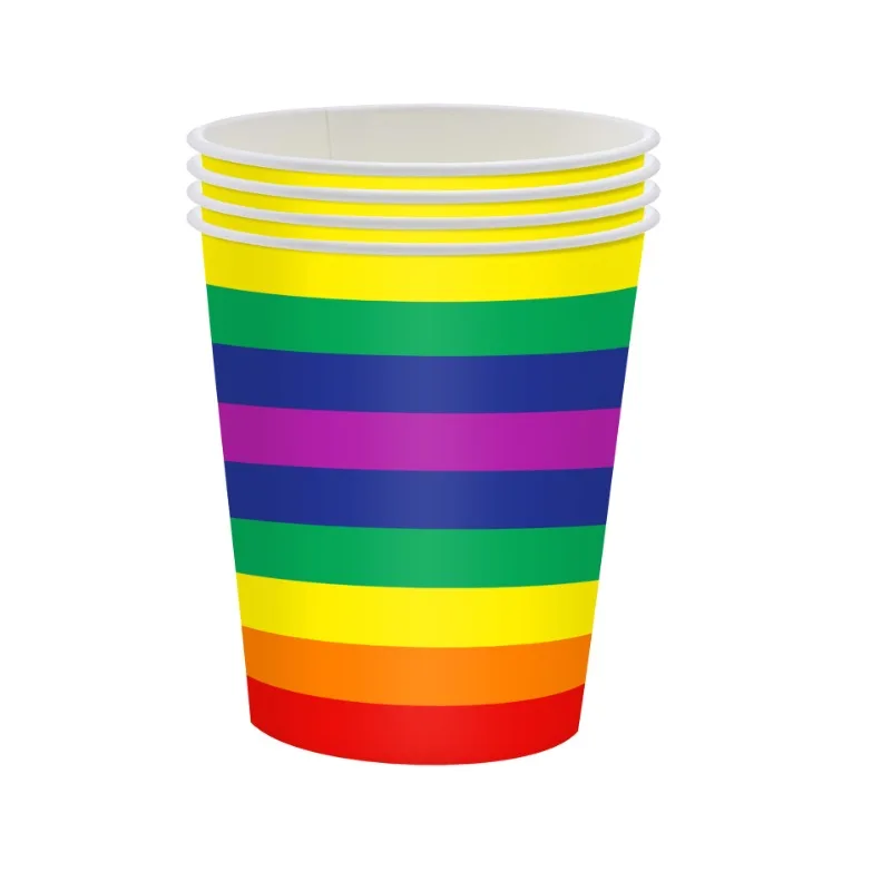 Rainbow party birthday party disposable tableware tissues paper plates paper cups set decoration