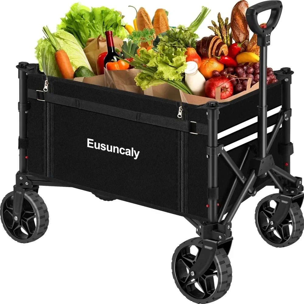 

Collapsible Wagon Cart with Wheels Foldable Wagon Folding Outdoor Utility Wagon Grocery