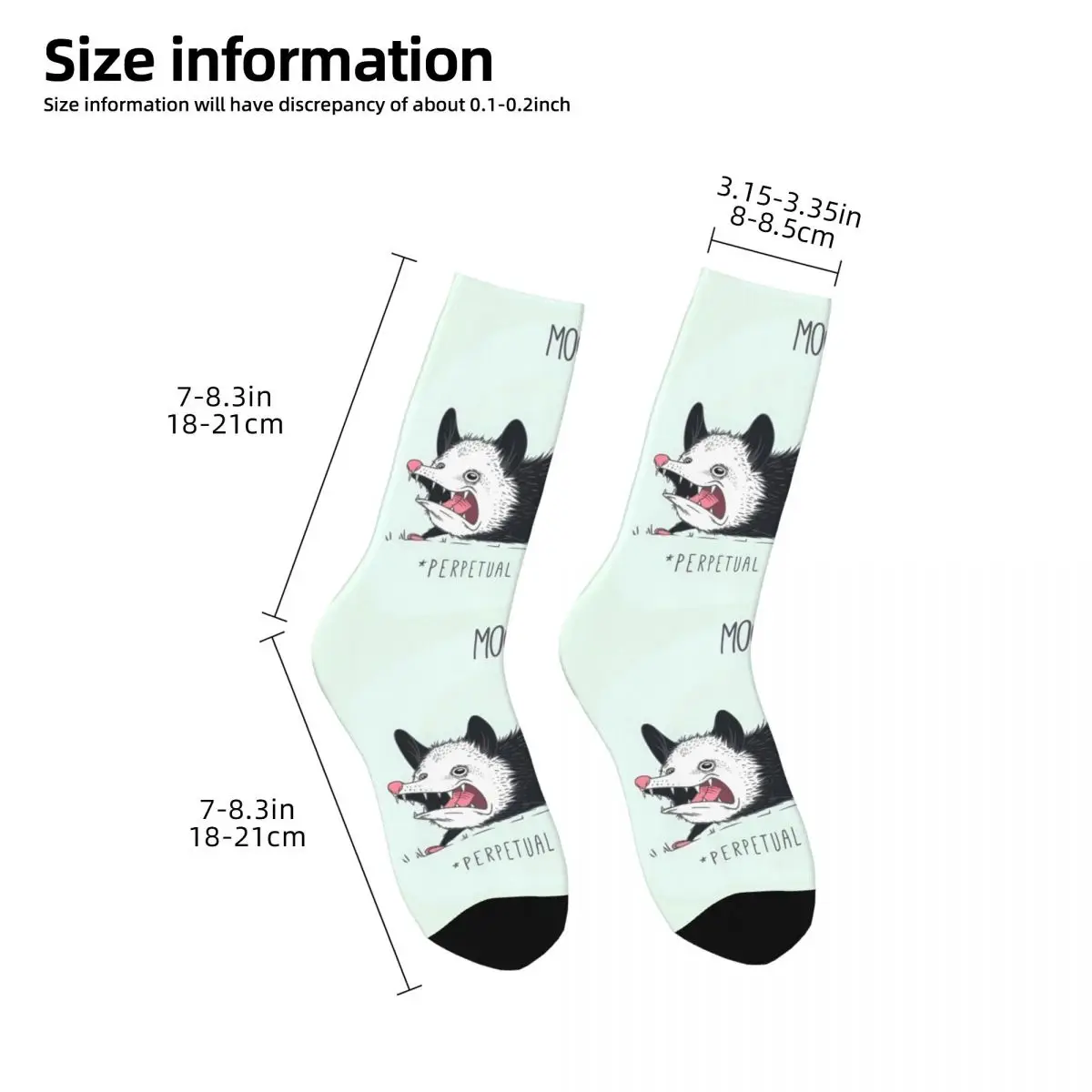 Happy Funny Men's Socks Graphic Retro Harajuku Opossum Cute Animal Hip Hop Novelty Crew Crazy Sock Gift Pattern Printed