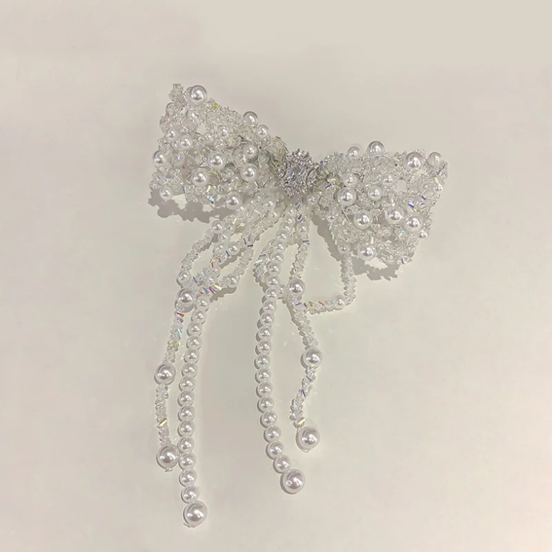Hand Woven Bow Hair Clip for Women Crystal 5 Hand Woven Bow Hair Clip for Women Crystal