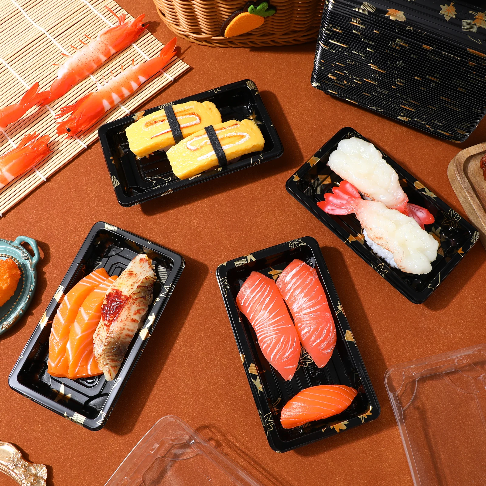 

50Pcs Sushi Disposable Food Containers No Smell Thickened Carry Out Boxes Take Out Boxes Perfect for Restaurants Lunch Packing