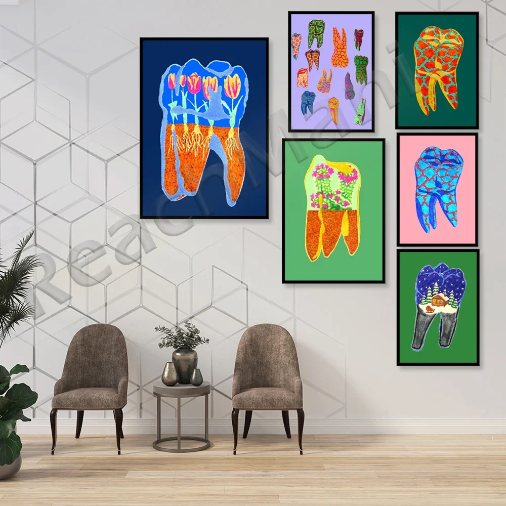 Dental Art Tooth Fairy Canvas Painting Wall Art Posters and Prints Dental Hygienist Teeth Wall Art Pictures Clinic Decoration