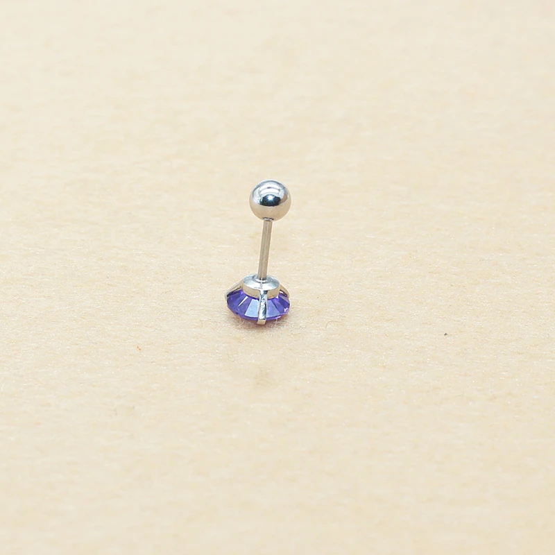 Edelstahl-Ohrringe mit 6mm runden Zirkonia-Schraubverschlüssen, Modeschmuck für empfindliche Ohren – Detail 2