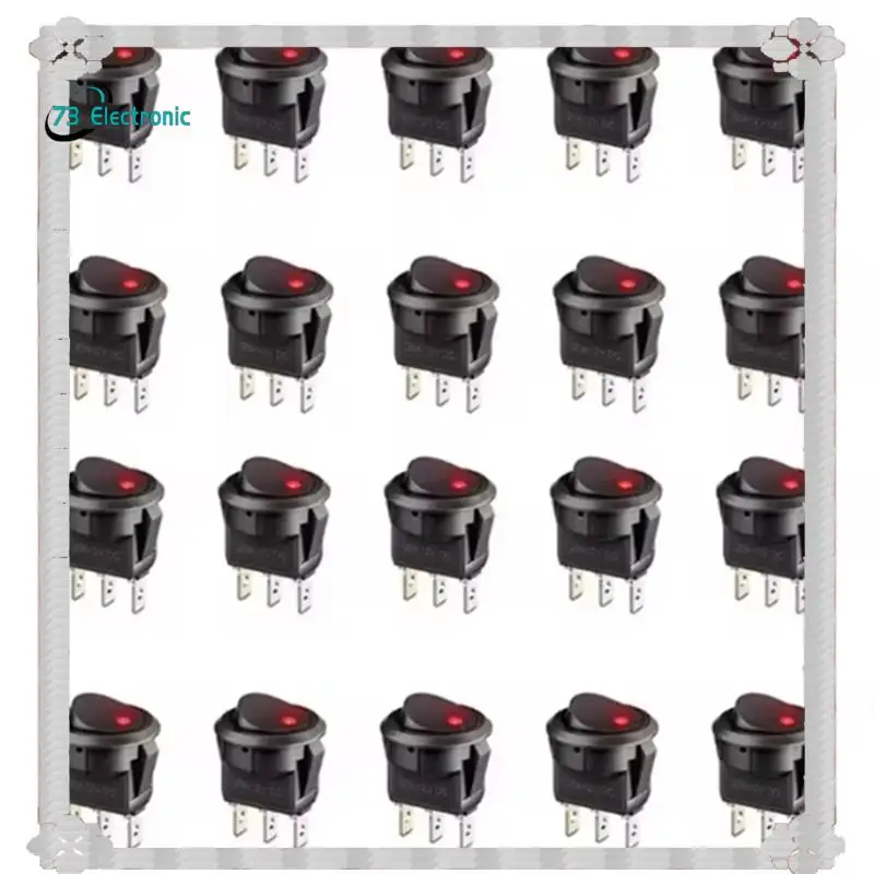 24-Stunden-Lieferung, 20 Stück, Ein-Aus-Steuerung, Drucktastenschalter, 3-polig, 12 V, 20 A, Ampere, Auto, LKW, Wippe, runder Kippschalter, LED-Schalter