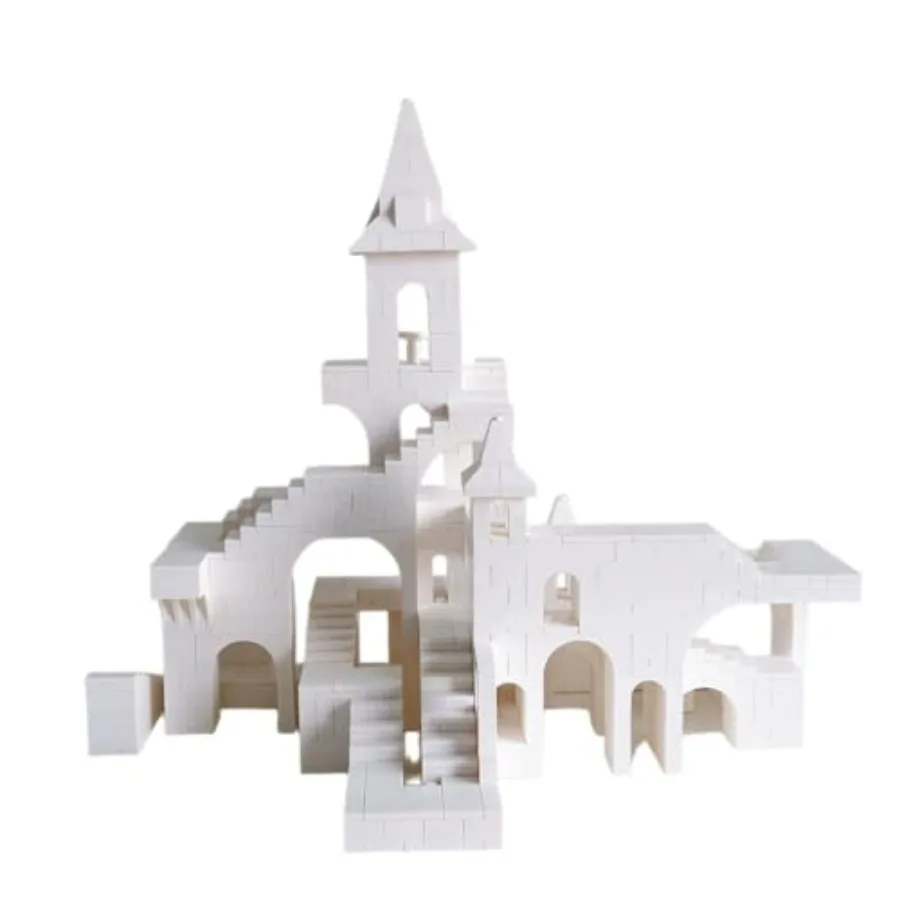 

White Imagine Building Block Architecture Building Blocks for Adults Creative DIY Construction Toys in White with Detailed Desi