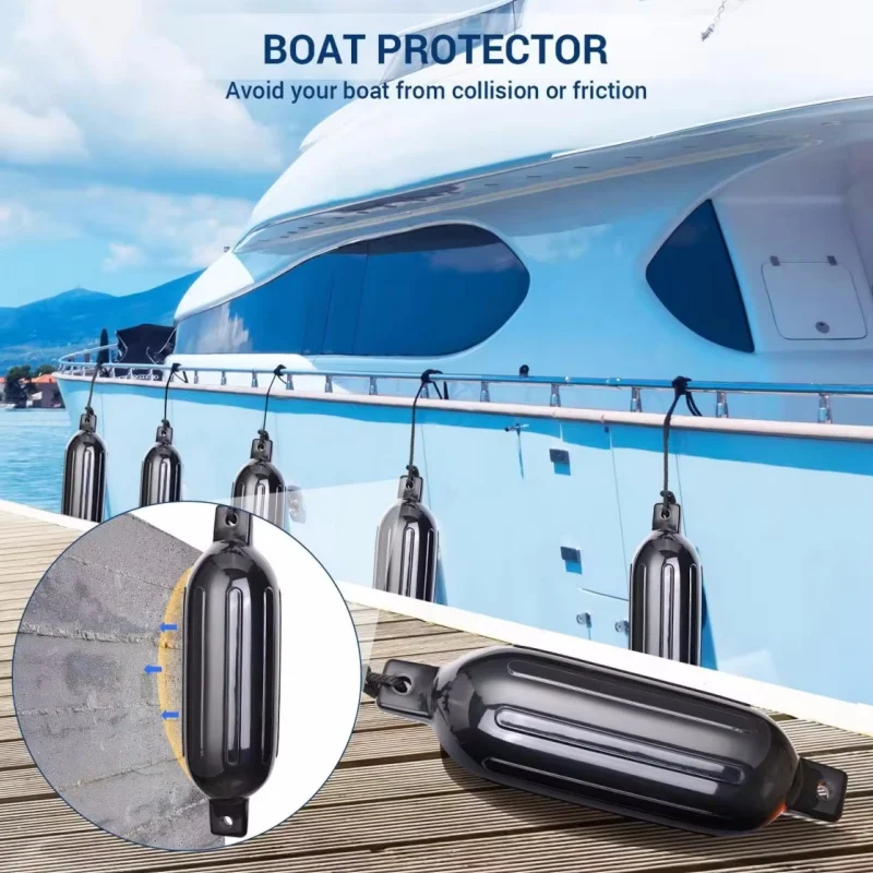 2Pcs PVC Boat Fender Marine Bumper Inflatable Boat Fender Anti-crash Buoy Yacht Docking Mooring Shield Protection  6.5'' 8.5''