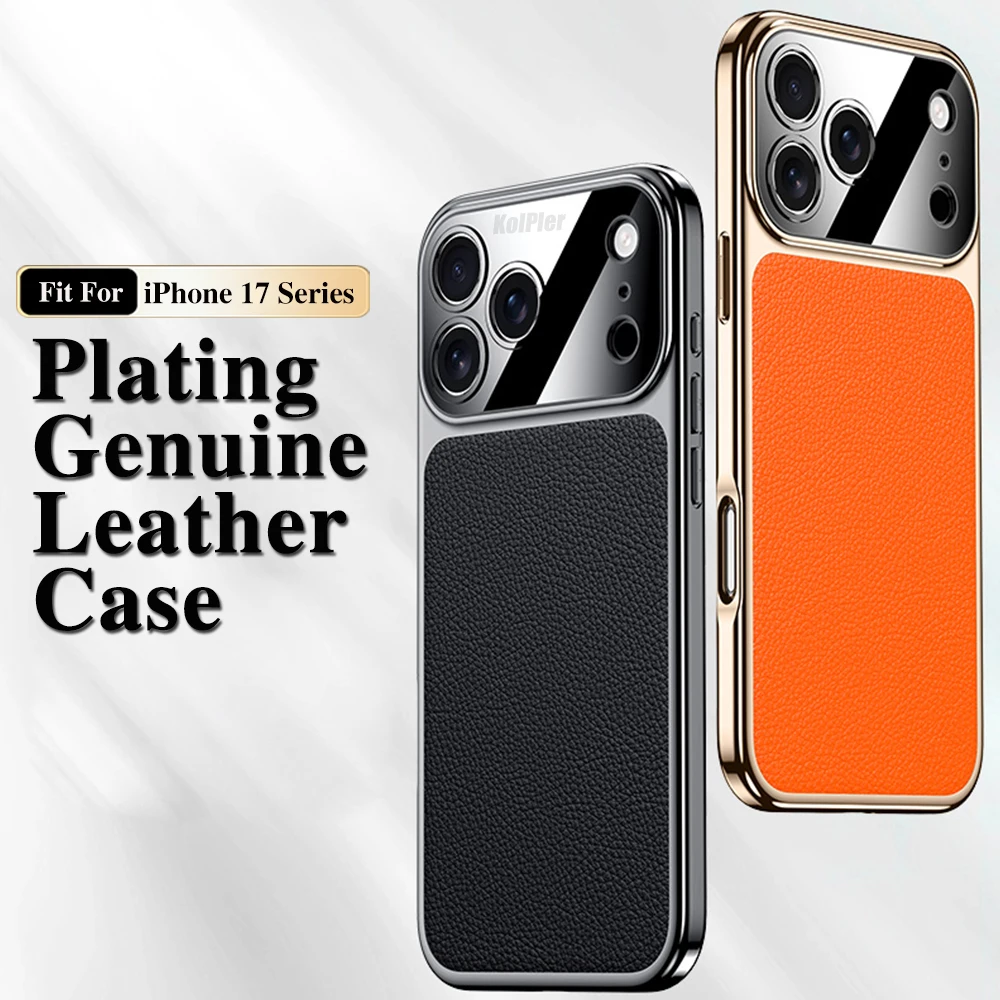 

Оригинальный чехол для iPhone 17 PRO MAX AIR, роскошный кожаный жесткий противоударный чехол для iPhone 17, защитный чехол для объектива с покрытием