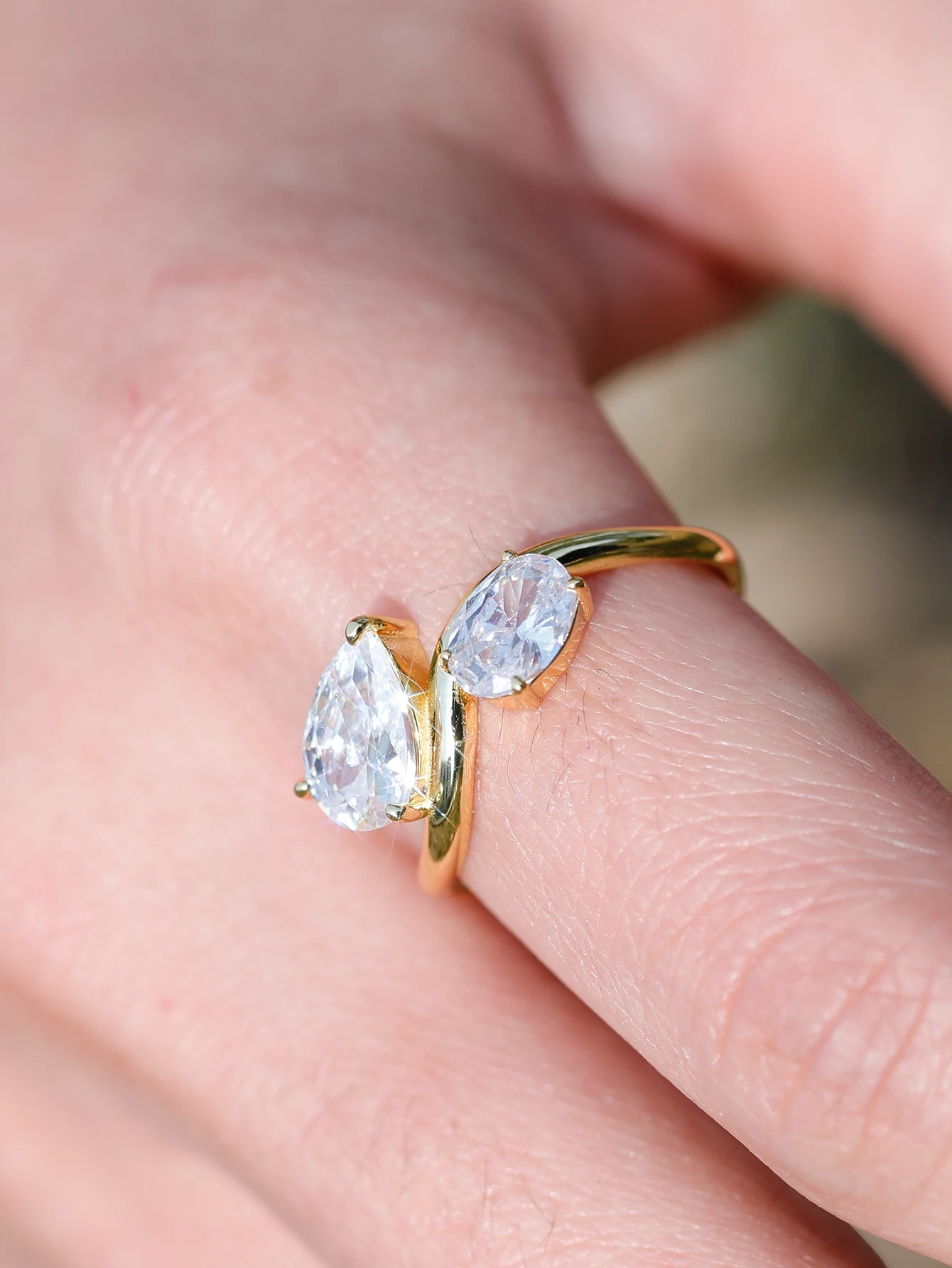 

S925 Серебряное кольцо с двойным камнем неправильной формы с муассанитом, ювелирные изделия, модное и изысканное, подходит для подарка