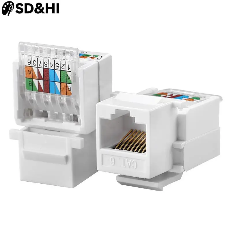 RJ45 Cat6 UTP Keystone Female Jack Connector Adapter For Wall Plate Wisted Pair RJ-45 Internet Network Ethernet Lan Cable