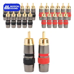 Musical Sound RCA Plug Gold Audio Video Cable Connector 24k Gold Plated Hi End RCA Male Jack Connectors Audio Speaker Plugs