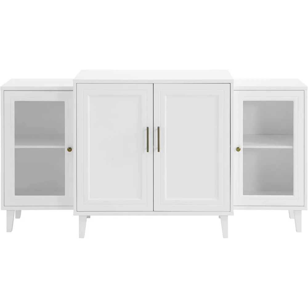 Walker Edison 4-Door Tiered Modern-Sideboard-Buffet Stand for Storage, 62, White