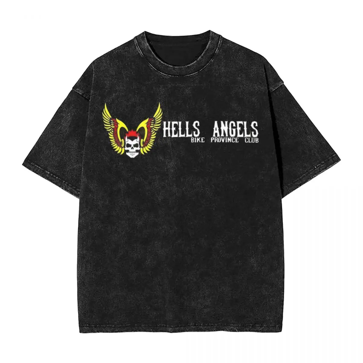 Hells Brotherhood Motorcycle Club Race T Shirts Hip Hop Washed  T-Shirts Angels Men Women Tops Streetwear Graphic Tops Tees