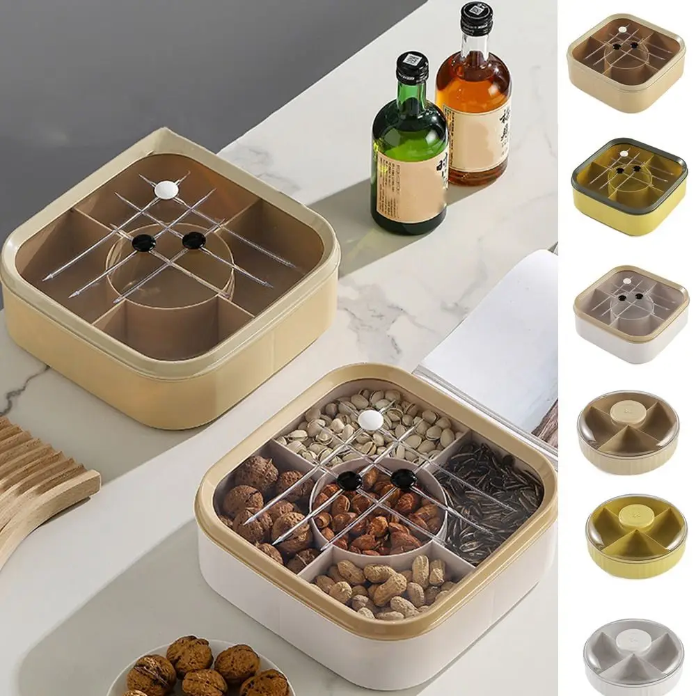 

Multifunctional Plastic Divided Food Serving Tray 4/5Grids Dustproof Dried Fruit Plate with Lid Sealed Snack Box Nut