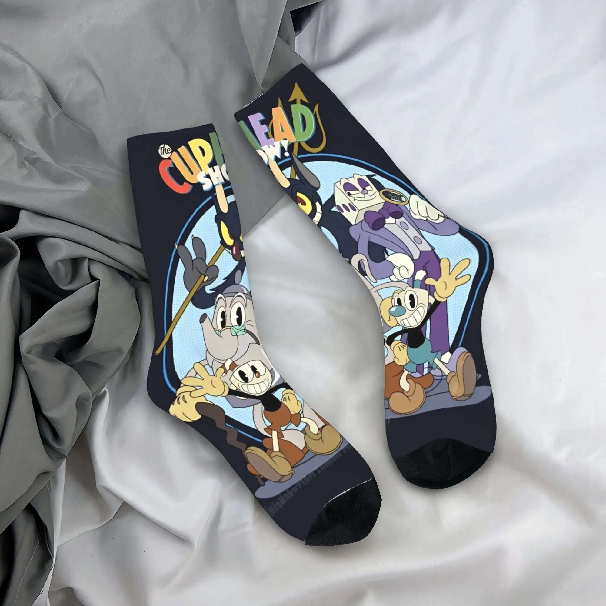

Носки с героями мультфильмов Cuphead, чулки в стиле ретро, зимние противоскользящие мужские носки унисекс, высококачественные спортивные носки с графикой на открытом воздухе