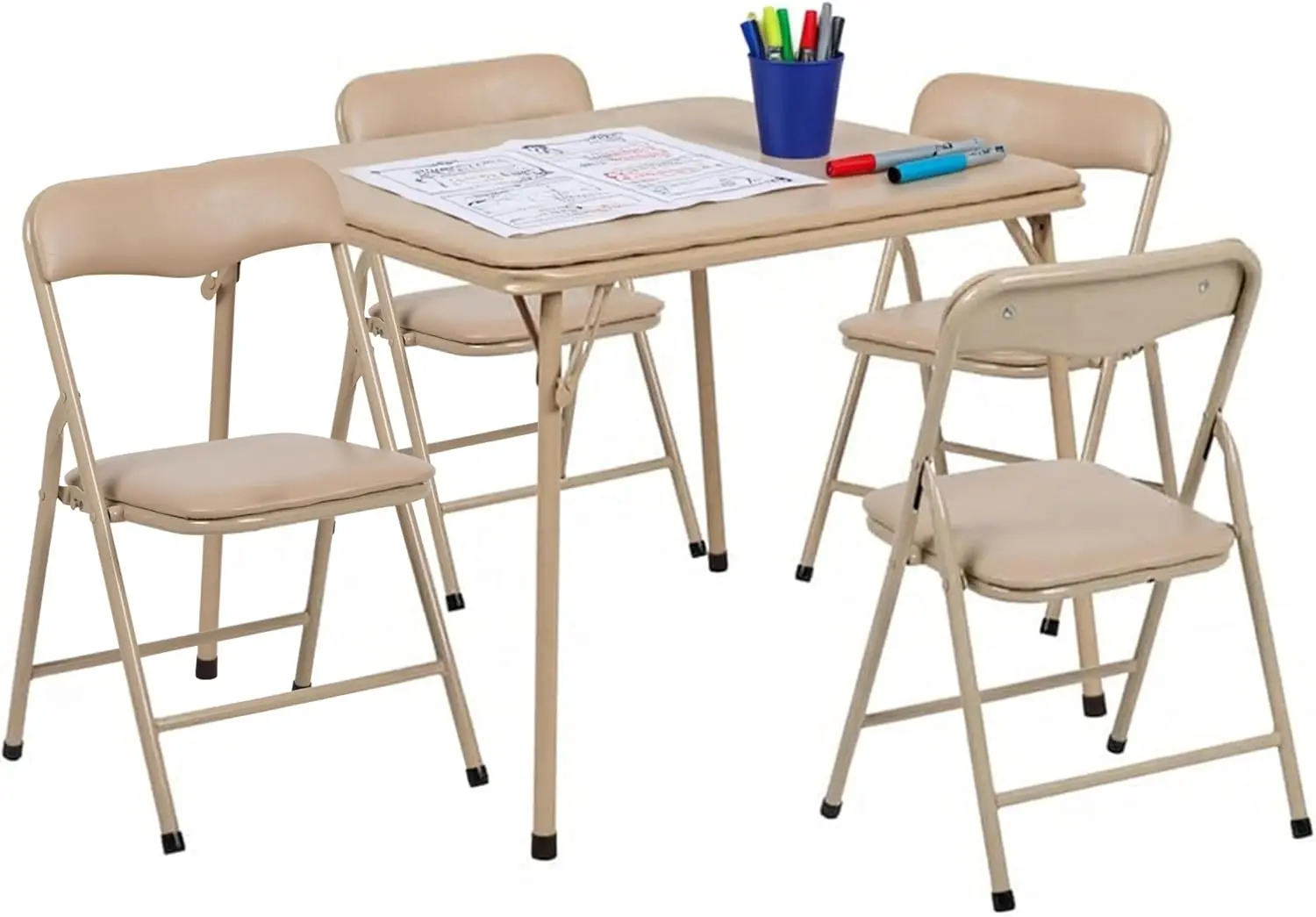 

Набор из 5 складных детских столов и стульев для детского сада, класса, цвет телесный