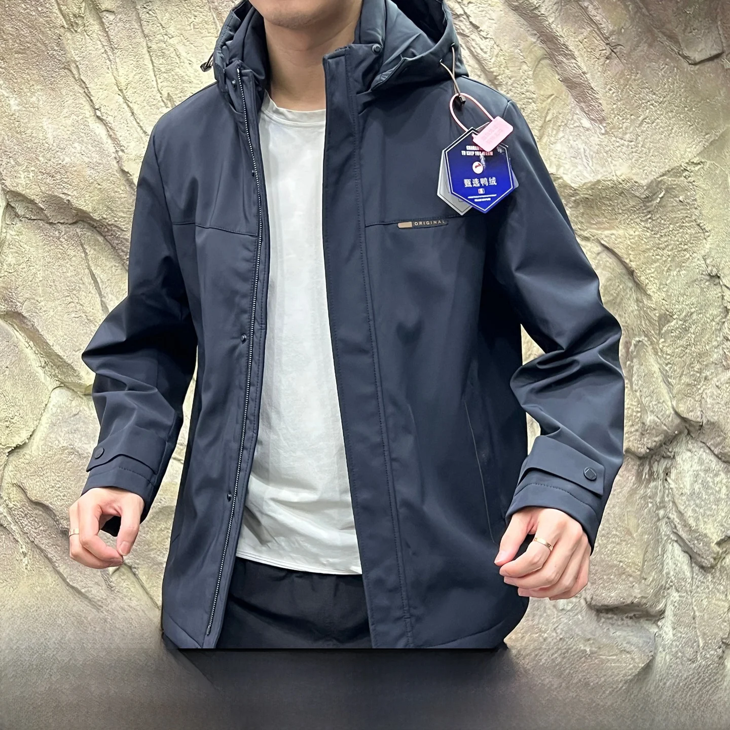 

Detachable Inner Waterproof Du down Filling Men's Thi Warmth Adstrative down Jaet Outerwear Winter Coat