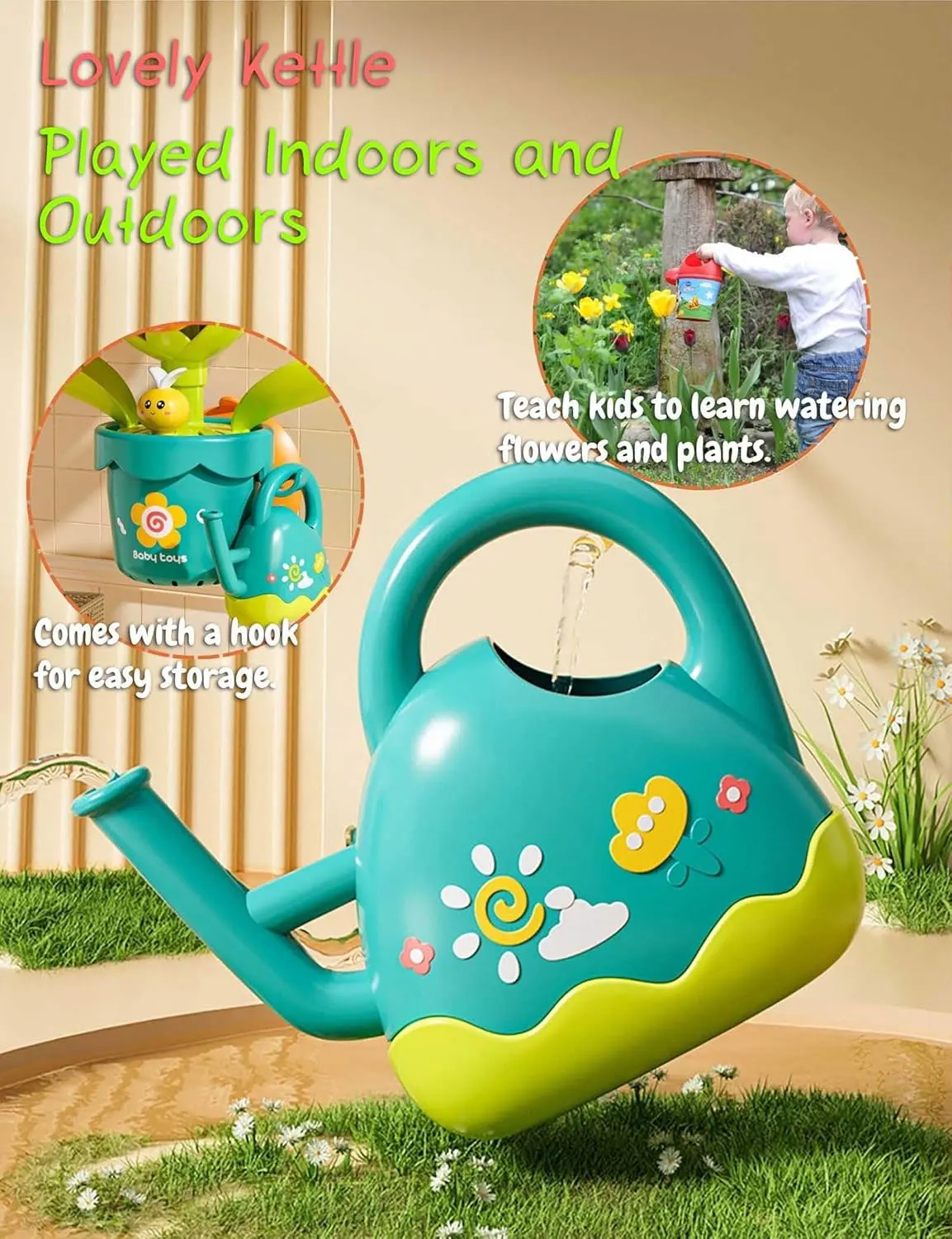 Wassersprinkler, Blumen-Gießkanne, Spielzeug für Kleinkinder, Kinder, Outdoor, Garten, Baby, lustiges Duschspray, Badespielzeug