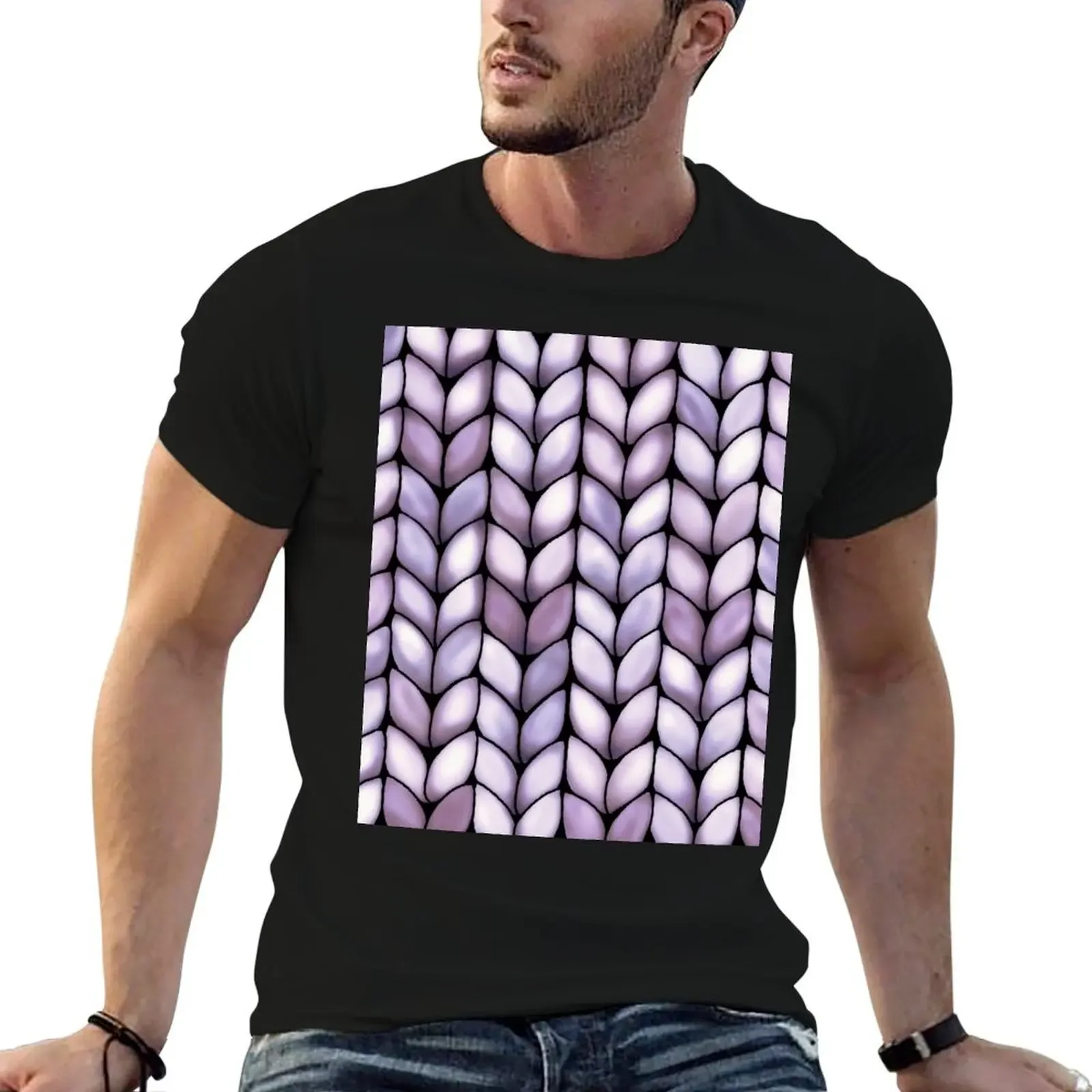 Chunky Lilac Faux Knit T-Shirt Short sleeve tee cute tops anime stuff men graphic t shirts