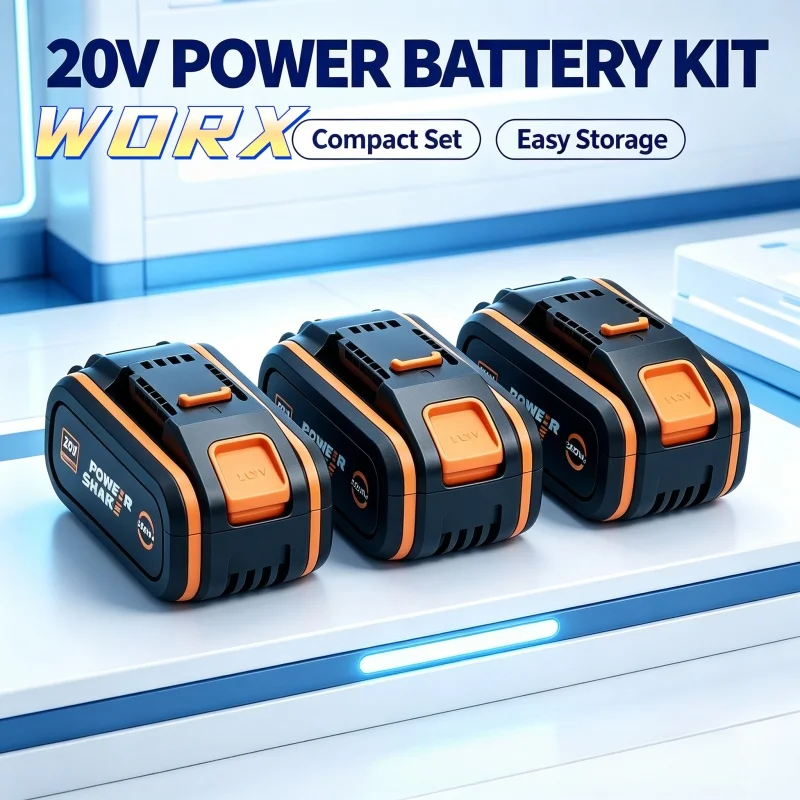 WORX 20V Lithium-ion Battery, LED Charging Status Indicator, Suitable for All WORX 20V Series Electric Tools To Replace Battery