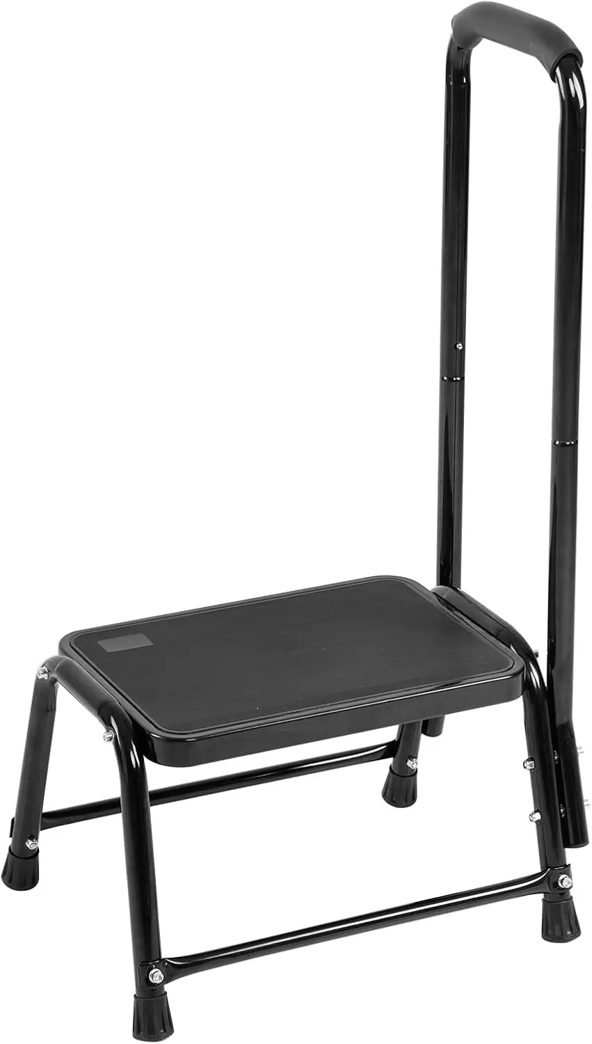 

Step Stool with Handle for Adults，Seniors Heavy Duty Holds 350 lbs.Stepping Stool for Elderly Adults, Attractive Black for K
