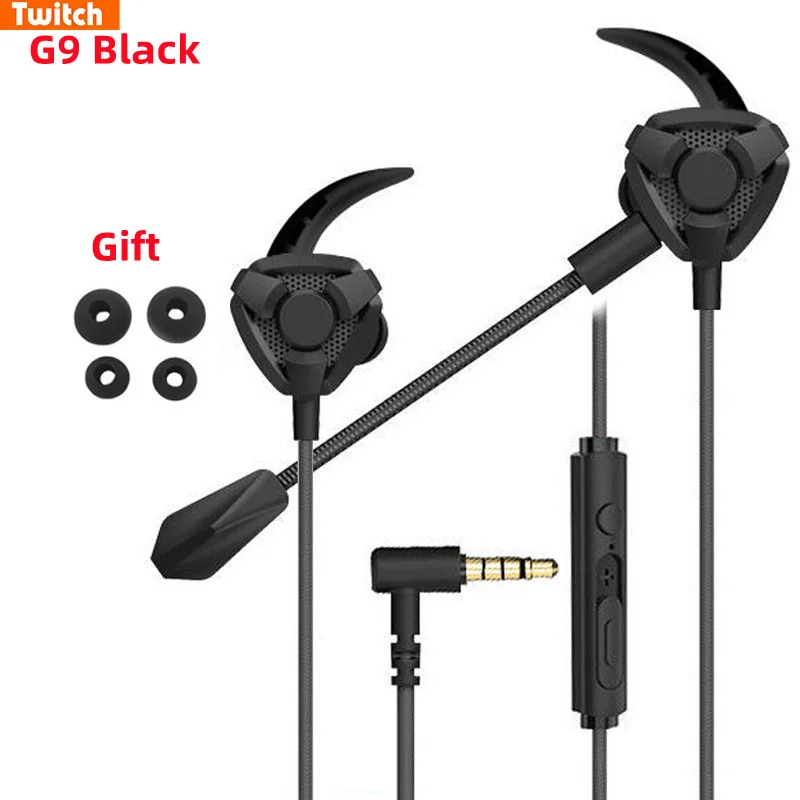 3.5mm com fio fones de ouvido para jogos fone de ouvido baixo som estéreo gamer fones de ouvido com cancelamento de ruído com microfone duplo in-ear handfree
