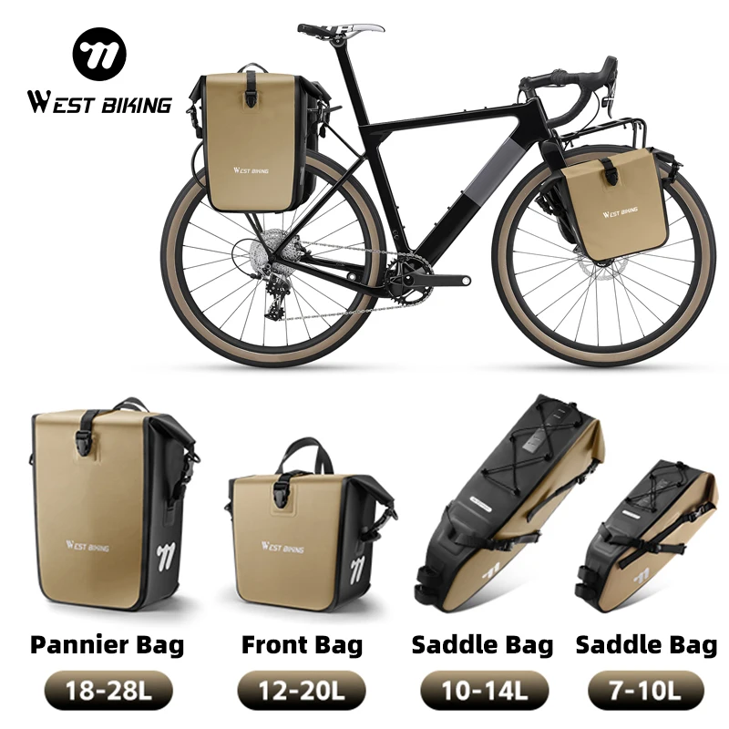 

WEST BIKING Bicycle Luggage Bag Set Waterproof 12L-28L Quick release Bike Pannier Saddle Front Bag Cycling Travel For MTB Gravel