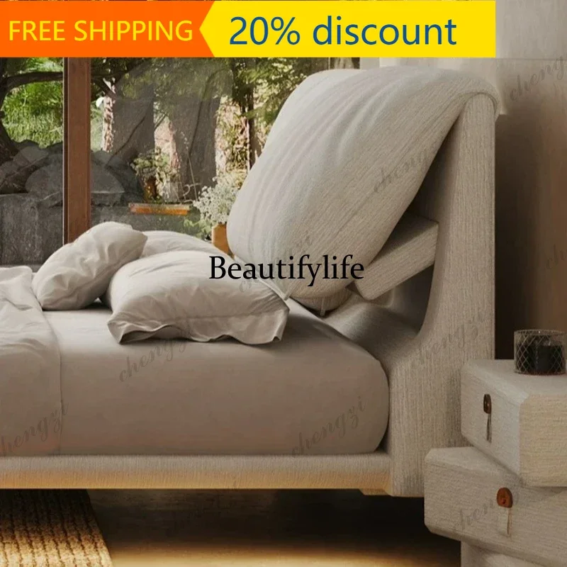 JJCC  Home lit 150x200 180x200cm Fabric Suspension Bed 2 people Modern Minimalist double bedroom beds and bed frames