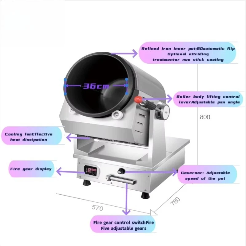 Fried Rice Machine 6L 12L Restaurant Kitchen Electric Automatic Stir Fry Machine Cooking Robot Rotating Fried Rice Robot Cooker