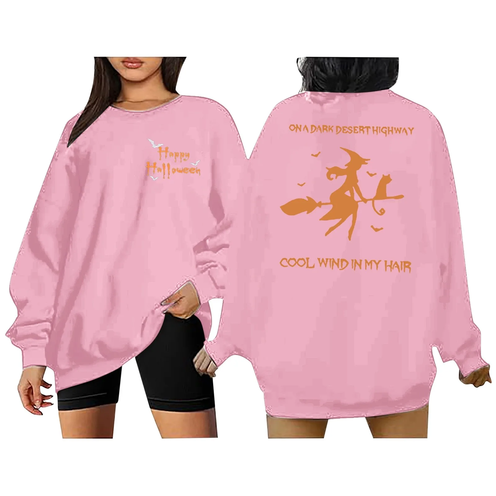 

Women's Casual Crew Neck Halloween Print Hoodie Fall Long Sleeve Loose Fit Sweatshirt Oversized Comfortable Long Pullover