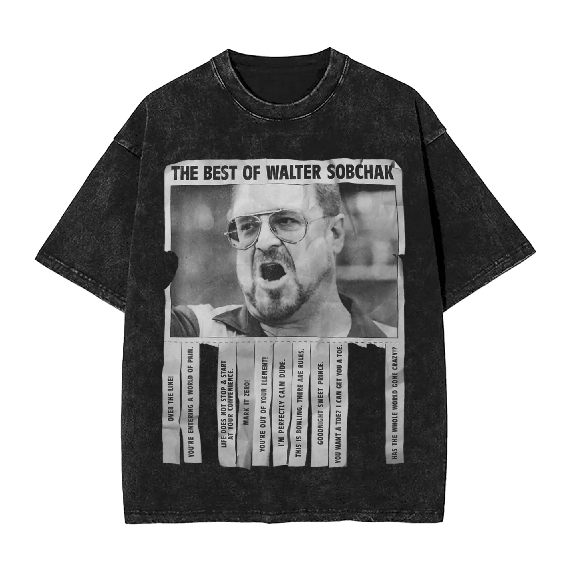 Washed T Shirts Walter Best of Quotes Hip Hop T-Shirts Oversize Lebowski Comedy Streetwear Graphic Printed Tees for Men Women