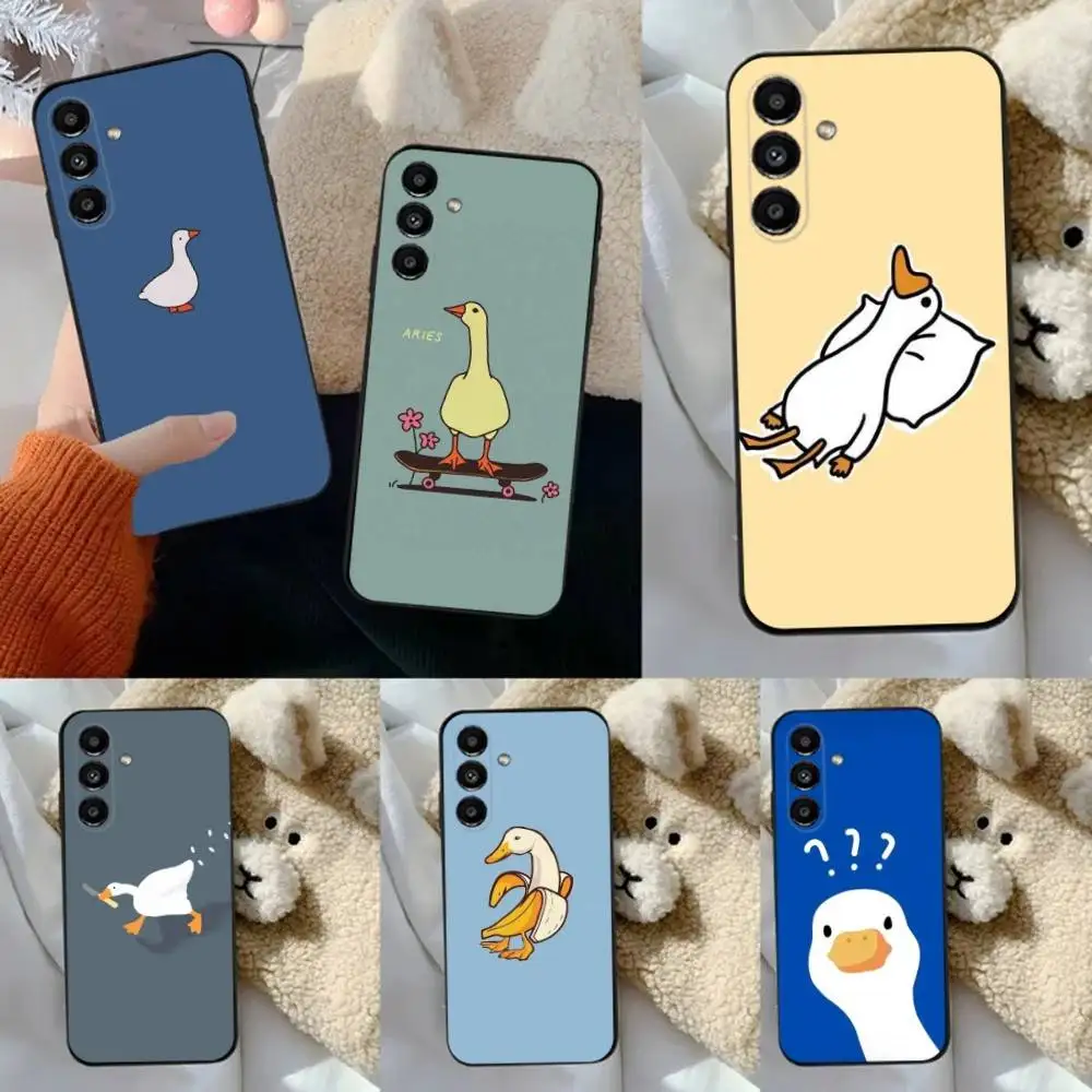 

Funny Cartoon Duck Phone Case For Samsung S24,23,22,30,21,10,9,Ultra,Plus,Lite,FE,5G Black Soft Case